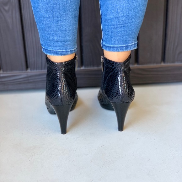 Black Embossed Ankle Boots - Picture 4 of 7